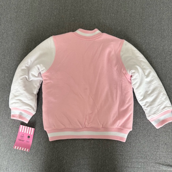 NWT Hello Kitty French Terry Varsity Bomber Jacket (pink/white) Girls size 5 - Picture 8 of 11